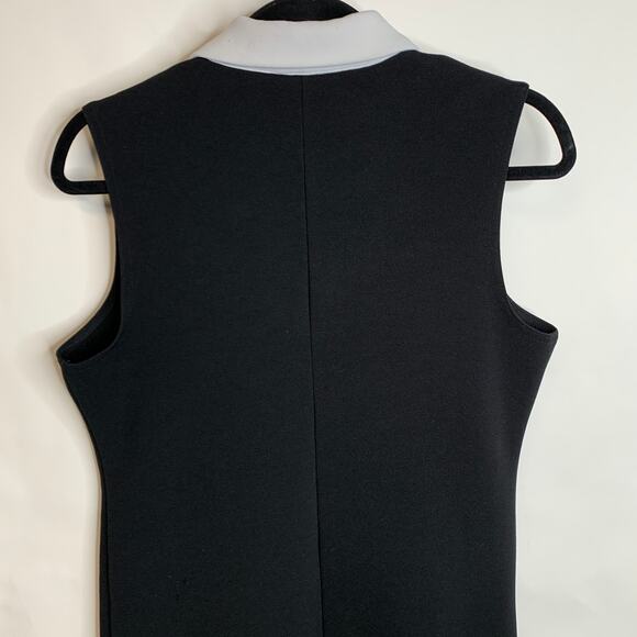 Vintage Black White Collared Dress Sz Large - Picture 7 of 9